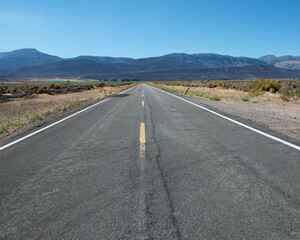 Blacktop Straightaway Road across the High Desert. Washoe County Route 447 through Reederville, Nevada, USA. Aka Gerlach-Cedarville Road.