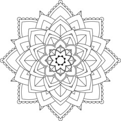 Easy Mandala coloring book simple and basic for beginners, seniors and children. Set of Mehndi flower pattern for Henna drawing and tattoo. Decoration in ethnic oriental, Indian style.