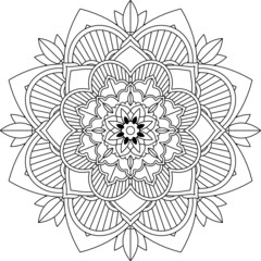 Easy Mandala coloring book simple and basic for beginners, seniors and children. Set of Mehndi flower pattern for Henna drawing and tattoo. Decoration in ethnic oriental, Indian style.