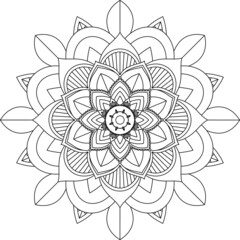 Easy Mandala coloring book simple and basic for beginners, seniors and children. Set of Mehndi flower pattern for Henna drawing and tattoo. Decoration in ethnic oriental, Indian style.