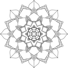 Easy Mandala coloring book simple and basic for beginners, seniors and children. Set of Mehndi flower pattern for Henna drawing and tattoo. Decoration in ethnic oriental, Indian style.