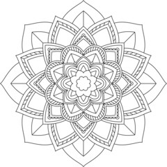 Easy Mandala coloring book simple and basic for beginners, seniors and children. Set of Mehndi flower pattern for Henna drawing and tattoo. Decoration in ethnic oriental, Indian style.