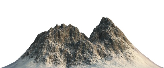 Snowy mountains Isolate on white background 3d illustration