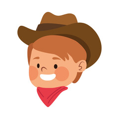 Obraz premium cute little boy dressed as a cowboy head character