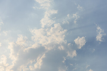 Blue sky and clouds with sunlight in the afternoon