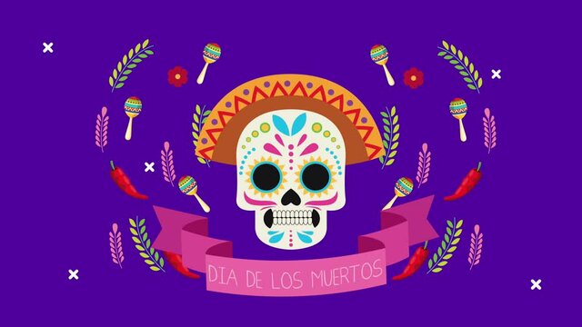 dia de los muertos celebration with mariachi hat