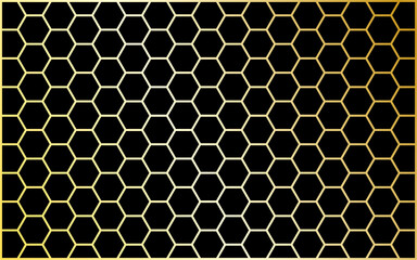 Hintergrund mit Waben Muster in gold-schwarz,
Vektor Illustration,
