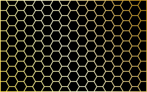 Hintergrund mit Waben Muster in gold-schwarz,
Vektor Illustration,
