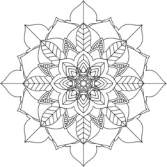 Easy Mandala coloring book simple and basic for beginners, seniors and children. Set of Mehndi flower pattern for Henna drawing and tattoo. Decoration in ethnic oriental, Indian style.