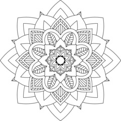 Easy Mandala coloring book simple and basic for beginners, seniors and children. Set of Mehndi flower pattern for Henna drawing and tattoo. Decoration in ethnic oriental, Indian style.