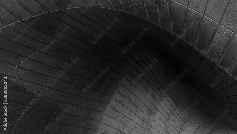 Wall mural abstract modern architecture. gray concrete background. geometric tunnel. 3d rendering.