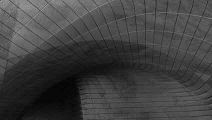 Abstract modern architecture. Gray concrete background. Geometric tunnel. 3d rendering.
