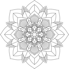 Easy Mandala coloring book simple and basic for beginners, seniors and children. Set of Mehndi flower pattern for Henna drawing and tattoo. Decoration in ethnic oriental, Indian style.