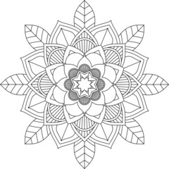 Easy Mandala coloring book simple and basic for beginners, seniors and children. Set of Mehndi flower pattern for Henna drawing and tattoo. Decoration in ethnic oriental, Indian style.