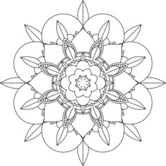 Easy Mandala coloring book simple and basic for beginners, seniors and children. Set of Mehndi flower pattern for Henna drawing and tattoo. Decoration in ethnic oriental, Indian style.