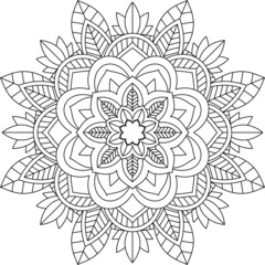 Easy Mandala coloring book simple and basic for beginners, seniors and children. Set of Mehndi flower pattern for Henna drawing and tattoo. Decoration in ethnic oriental, Indian style.