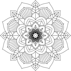 Easy Mandala coloring book simple and basic for beginners, seniors and children. Set of Mehndi flower pattern for Henna drawing and tattoo. Decoration in ethnic oriental, Indian style.