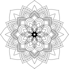 Easy Mandala coloring book simple and basic for beginners, seniors and children. Set of Mehndi flower pattern for Henna drawing and tattoo. Decoration in ethnic oriental, Indian style.