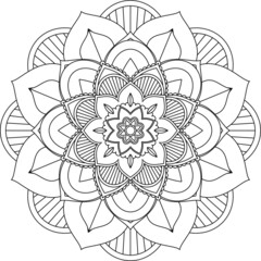 Easy Mandala coloring book simple and basic for beginners, seniors and children. Set of Mehndi flower pattern for Henna drawing and tattoo. Decoration in ethnic oriental, Indian style.