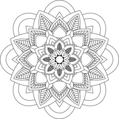 Easy Mandala coloring book simple and basic for beginners, seniors and children. Set of Mehndi flower pattern for Henna drawing and tattoo. Decoration in ethnic oriental, Indian style.