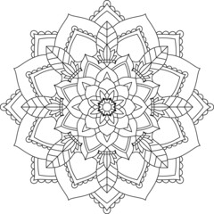Easy Mandala coloring book simple and basic for beginners, seniors and children. Set of Mehndi flower pattern for Henna drawing and tattoo. Decoration in ethnic oriental, Indian style.
