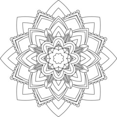 Fototapeta premium Easy Mandala coloring book simple and basic for beginners, seniors and children. Set of Mehndi flower pattern for Henna drawing and tattoo. Decoration in ethnic oriental, Indian style.
