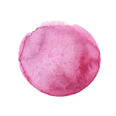 Burgundy circle painted with watercolors isolated on a white background. Watercolor background burgundy