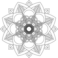 Easy Mandala coloring book simple and basic for beginners, seniors and children. Set of Mehndi flower pattern for Henna drawing and tattoo. Decoration in ethnic oriental, Indian style.