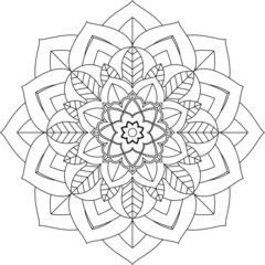 Easy Mandala coloring book simple and basic for beginners, seniors and children. Set of Mehndi flower pattern for Henna drawing and tattoo. Decoration in ethnic oriental, Indian style.