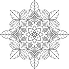 Easy Mandala coloring book simple and basic for beginners, seniors and children. Set of Mehndi flower pattern for Henna drawing and tattoo. Decoration in ethnic oriental, Indian style.