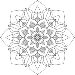 Easy Mandala coloring book simple and basic for beginners, seniors and children. Set of Mehndi flower pattern for Henna drawing and tattoo. Decoration in ethnic oriental, Indian style.