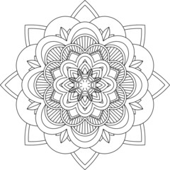 Easy Mandala coloring book simple and basic for beginners, seniors and children. Set of Mehndi flower pattern for Henna drawing and tattoo. Decoration in ethnic oriental, Indian style.