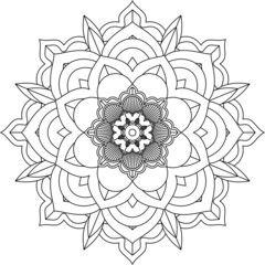 Easy Mandala coloring book simple and basic for beginners, seniors and children. Set of Mehndi flower pattern for Henna drawing and tattoo. Decoration in ethnic oriental, Indian style.
