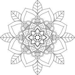 Easy Mandala coloring book simple and basic for beginners, seniors and children. Set of Mehndi flower pattern for Henna drawing and tattoo. Decoration in ethnic oriental, Indian style.