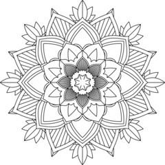 Easy Mandala coloring book simple and basic for beginners, seniors and children. Set of Mehndi flower pattern for Henna drawing and tattoo. Decoration in ethnic oriental, Indian style.