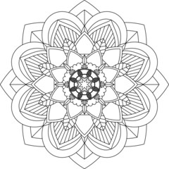 Easy Mandala coloring book simple and basic for beginners, seniors and children. Set of Mehndi flower pattern for Henna drawing and tattoo. Decoration in ethnic oriental, Indian style.
