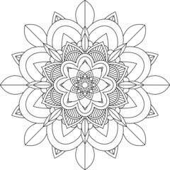 Easy Mandala coloring book simple and basic for beginners, seniors and children. Set of Mehndi flower pattern for Henna drawing and tattoo. Decoration in ethnic oriental, Indian style.