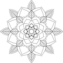 Easy Mandala coloring book simple and basic for beginners, seniors and children. Set of Mehndi flower pattern for Henna drawing and tattoo. Decoration in ethnic oriental, Indian style.
