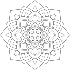 Easy Mandala coloring book simple and basic for beginners, seniors and children. Set of Mehndi flower pattern for Henna drawing and tattoo. Decoration in ethnic oriental, Indian style.