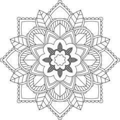 Easy Mandala coloring book simple and basic for beginners, seniors and children. Set of Mehndi flower pattern for Henna drawing and tattoo. Decoration in ethnic oriental, Indian style.