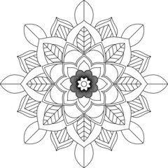 Easy Mandala coloring book simple and basic for beginners, seniors and children. Set of Mehndi flower pattern for Henna drawing and tattoo. Decoration in ethnic oriental, Indian style.