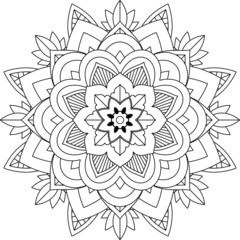 Easy Mandala coloring book simple and basic for beginners, seniors and children. Set of Mehndi flower pattern for Henna drawing and tattoo. Decoration in ethnic oriental, Indian style.