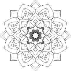 Easy Mandala coloring book simple and basic for beginners, seniors and children. Set of Mehndi flower pattern for Henna drawing and tattoo. Decoration in ethnic oriental, Indian style.