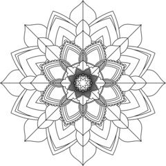 Easy Mandala coloring book simple and basic for beginners, seniors and children. Set of Mehndi flower pattern for Henna drawing and tattoo. Decoration in ethnic oriental, Indian style.