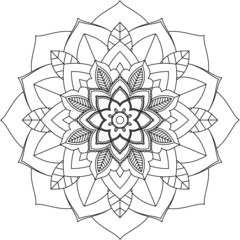 Easy Mandala coloring book simple and basic for beginners, seniors and children. Set of Mehndi flower pattern for Henna drawing and tattoo. Decoration in ethnic oriental, Indian style.