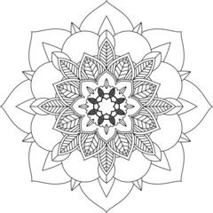 Easy Mandala coloring book simple and basic for beginners, seniors and children. Set of Mehndi flower pattern for Henna drawing and tattoo. Decoration in ethnic oriental, Indian style.
