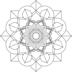 Easy Mandala coloring book simple and basic for beginners, seniors and children. Set of Mehndi flower pattern for Henna drawing and tattoo. Decoration in ethnic oriental, Indian style.