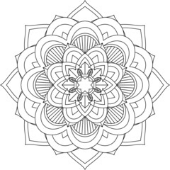 Easy Mandala coloring book simple and basic for beginners, seniors and children. Set of Mehndi flower pattern for Henna drawing and tattoo. Decoration in ethnic oriental, Indian style.