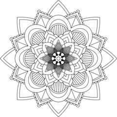 Easy Mandala coloring book simple and basic for beginners, seniors and children. Set of Mehndi flower pattern for Henna drawing and tattoo. Decoration in ethnic oriental, Indian style.