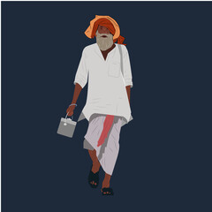 Old Man Iliustration, man Vector, old man vector, worker man illustration,Figure Illustration,Figure Vector